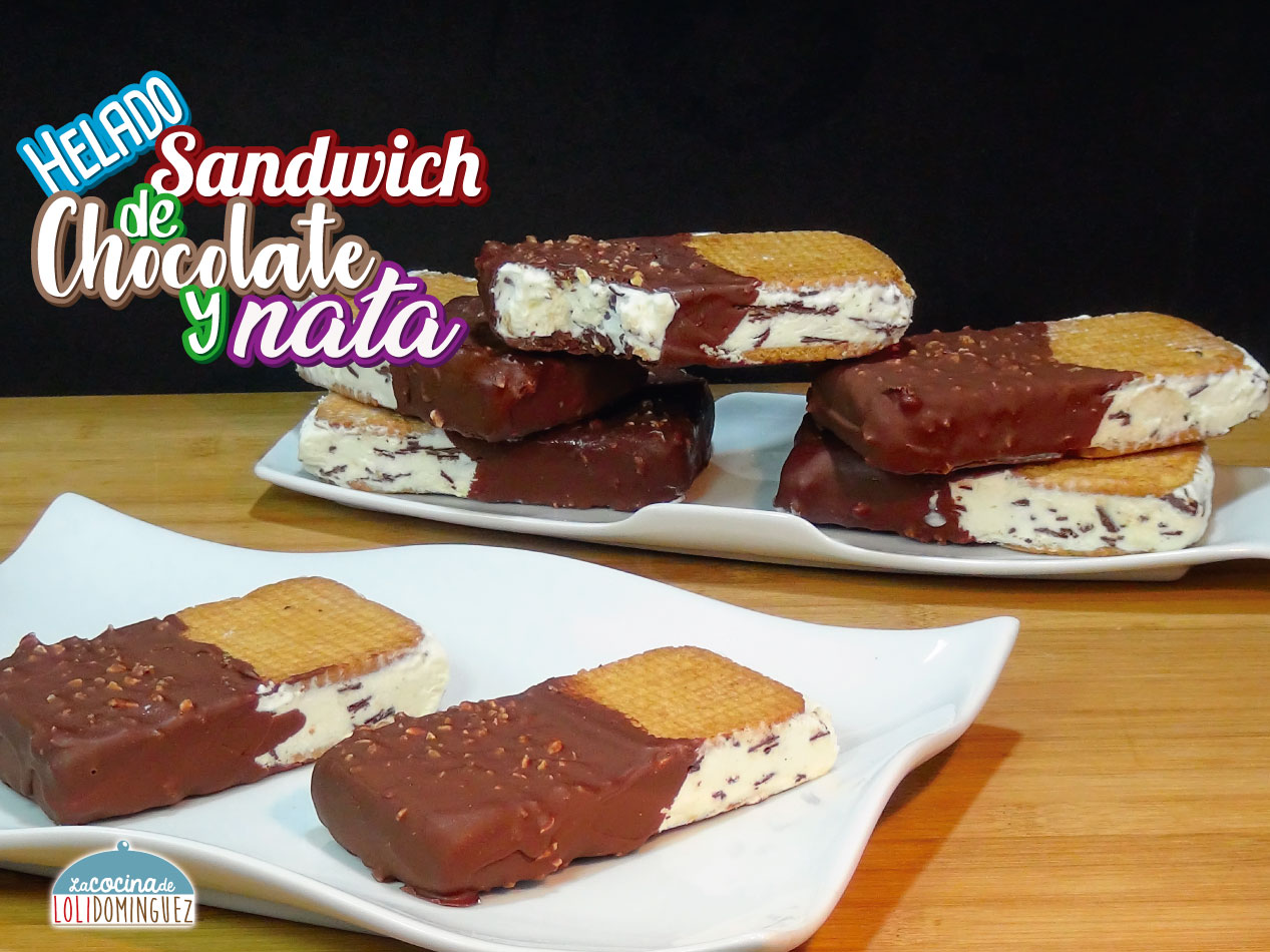 Maxibon casero - Sándwich helado de nata y chocolate
