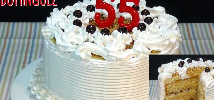 Tarta de cumpleaños de Loli, con crema pastelera, merengue Italiano y un bizcocho genovés facilísimo de hacer